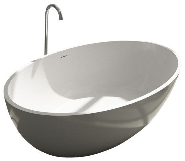 ADM Oval Freestanding Bathtub, Matte White, 69.3"