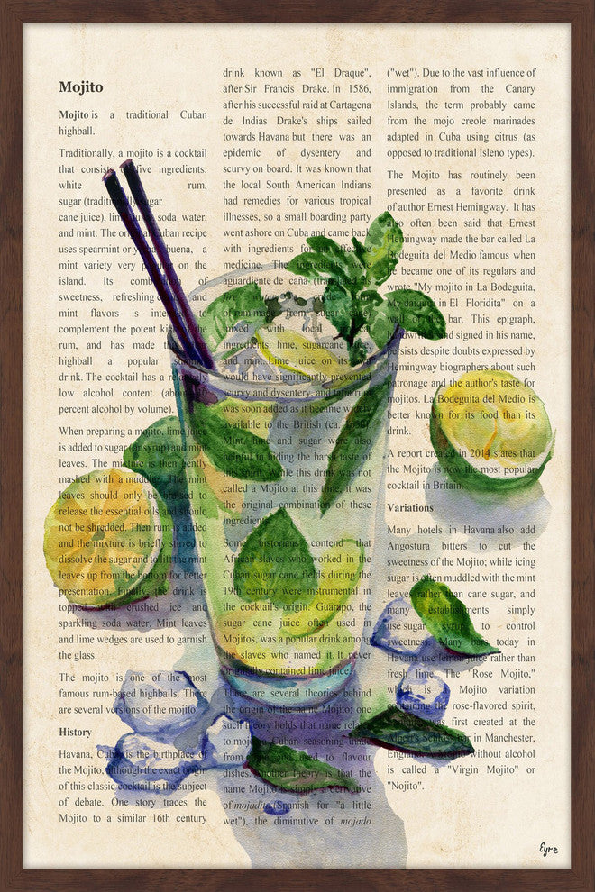 "Mojito History" Framed Painting Print, 12"x18"