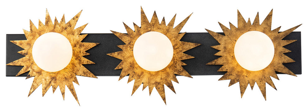 Soleil 3 Light Bath Vanity Light in Gold and Weathered Zinc