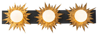 Soleil 3 Light Bath Vanity Light in Gold and Weathered Zinc