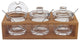 Glass Jam Set With 3 Glass Jars And Spoons On A Wood Stand