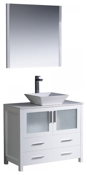Fresca Torino 36" White Modern Bathroom Vanity With Vessel Sink