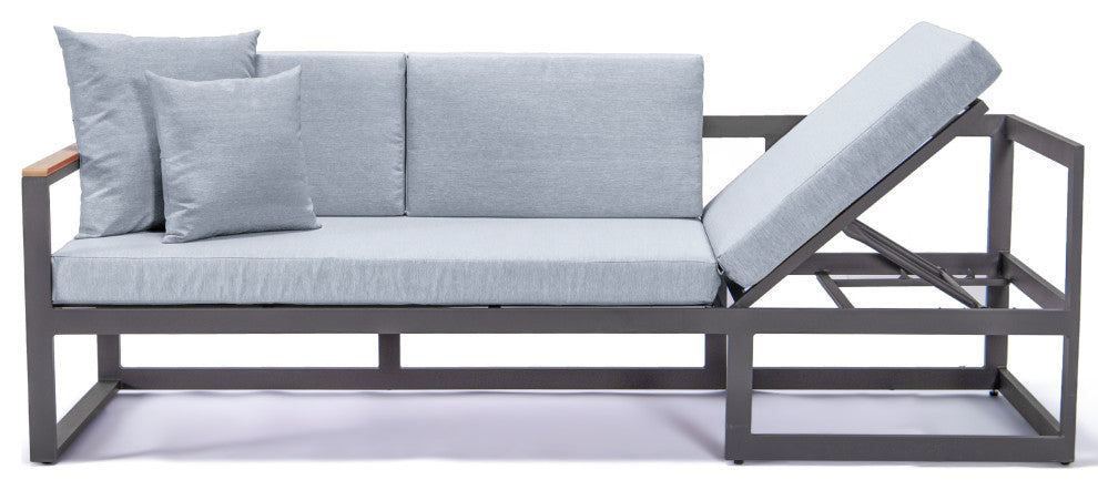 LeisureMod CSLBL-80LGR Chelsea Sectional Headrest&CoffeeTable LightGrey Cushions