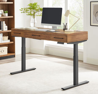 Modern Electric Sit/Stand Desk, Height Adustable, Rich Medium Brown
