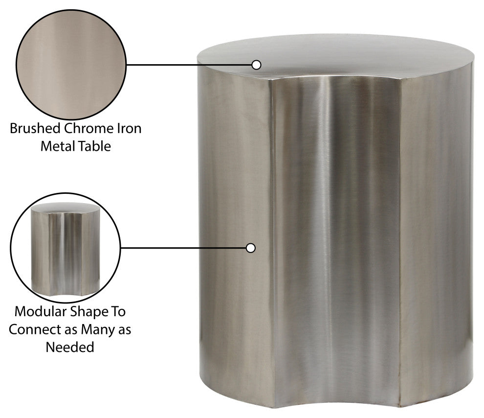 Dimple Iron End Table, Silver, 1-Piece: 18"Wx18"Dx20"H