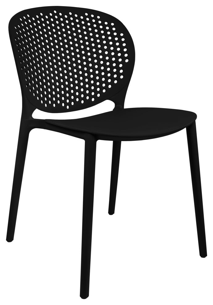 Stackable Plastic Armless Side Dining Chairs Fully Assembled Set of 2, Black