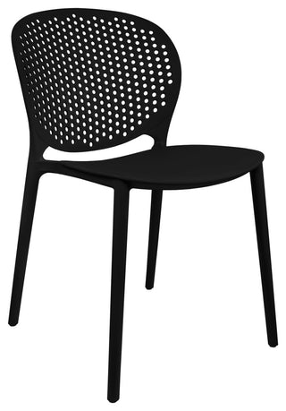 Stackable Plastic Armless Side Dining Chairs Fully Assembled Set of 2, Black