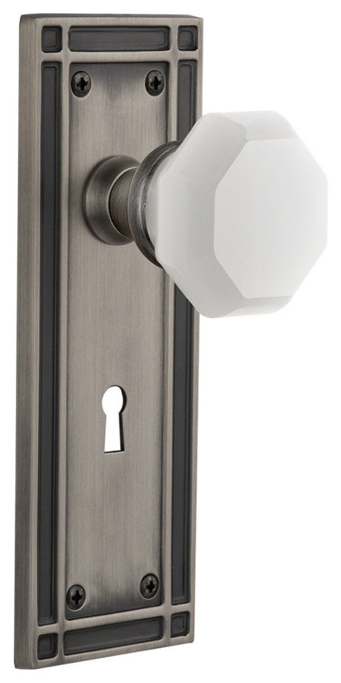 Mission Plate with Keyhole Single Dummy Waldorf White Milk Glass Knob