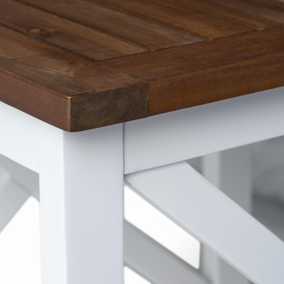 GDF Studio Selvan Indoor Farmhouse Cottage Acacia Wood End Table, Dark Oak