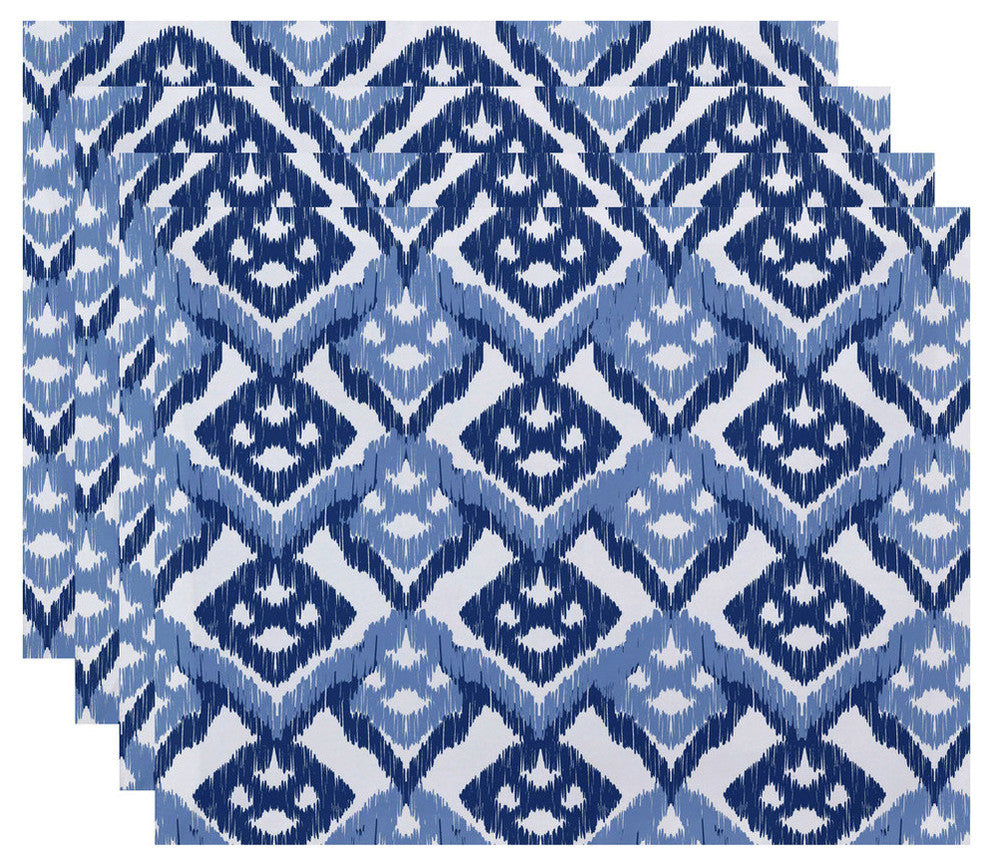 18"x14" Hipster, Geometric Print Placemat, Blue, Set of 4