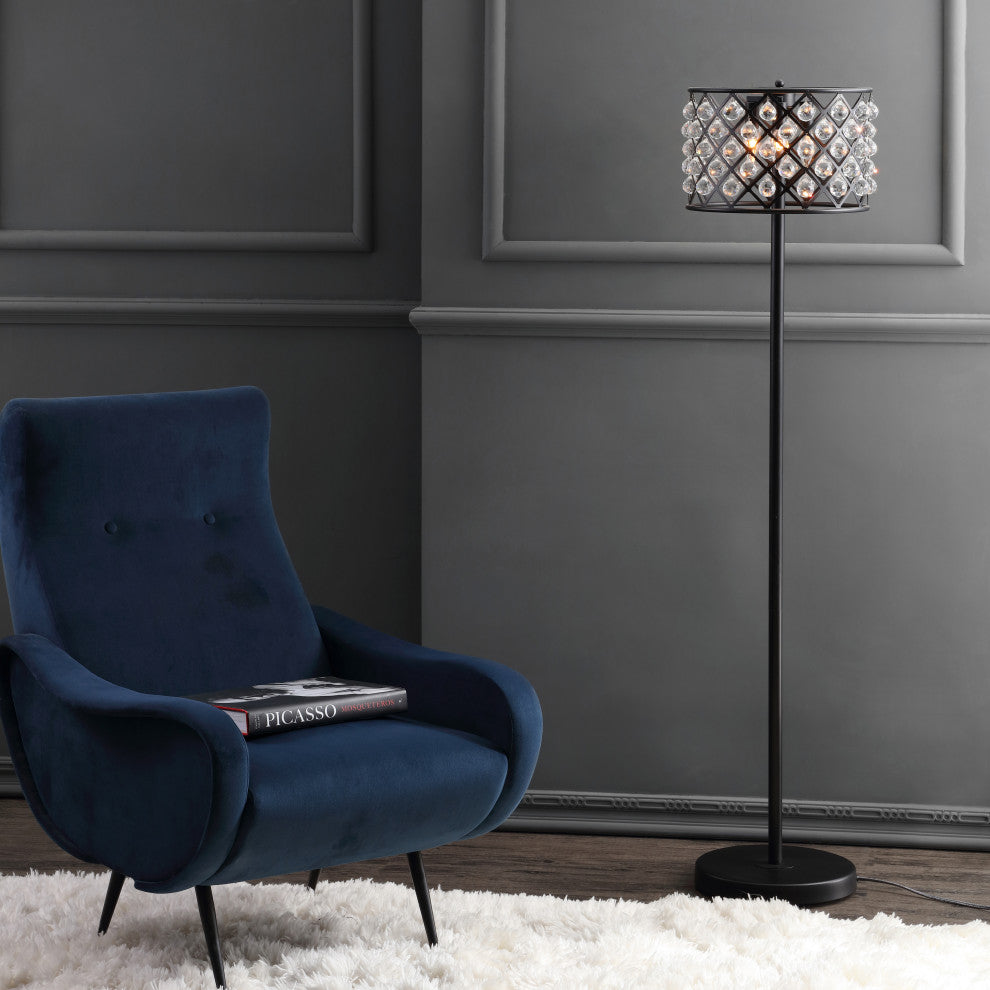 Elizabeth Crystal, Metal LED Floor Lamp, 60", Bronze