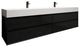 MAX 84" Double Floating Bath Vanity With Acrylic Sink, Coffee Wood, Gloss Black