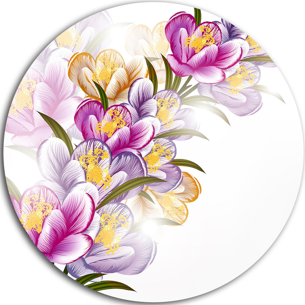Vector Purple Flowers, Floral Round Wall Art, 11"