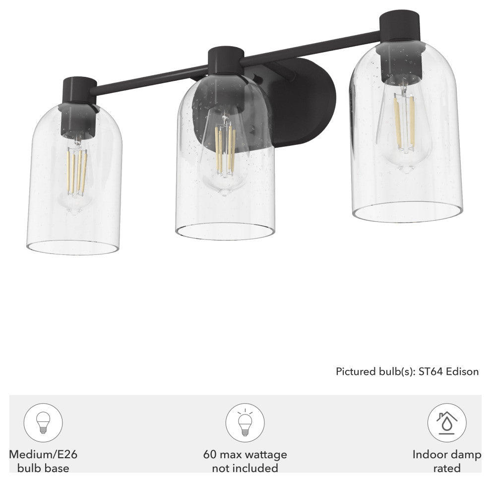 Hunter Lochemeade Noble Bronze 3 Light Vanity Wall Light Fixture