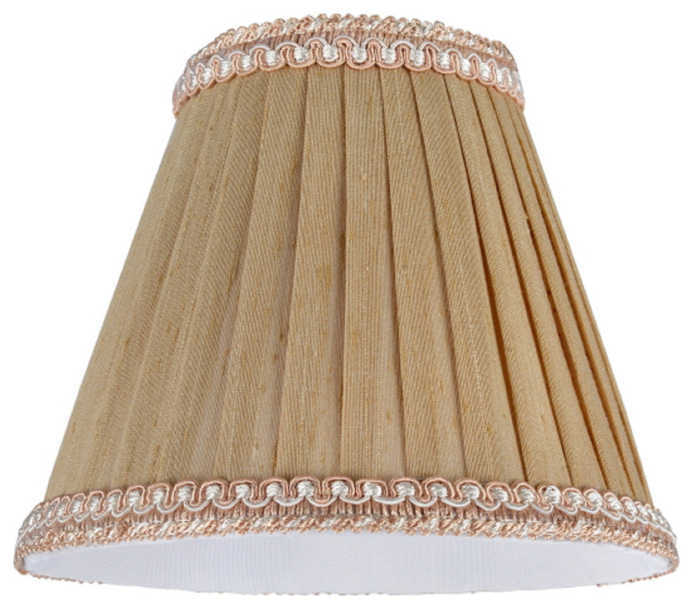 33003-2 Small Pleated Empire  Chandelier Clip On Lamp Shade Creme 3"x6"x5"