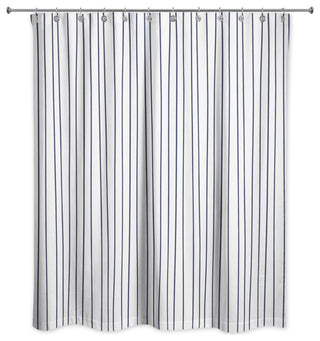 Navy Uneven Stripes 71x74 Shower Curtain