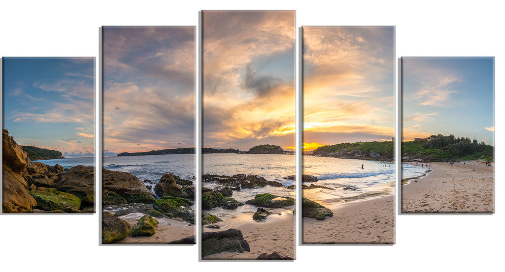 "Sydney Seashore during Sunset" Canvas Print, 5 Panels