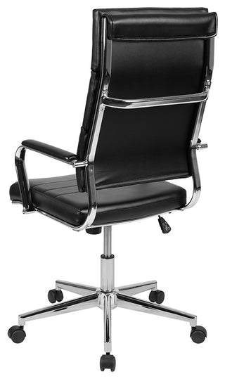 High Back LeatherSoft Contemporary Panel Executive Swivel Office Chair, Black