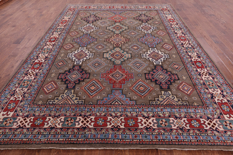 9' 1" X 12' 1" Handmade Super Kazak Wool Rug Q9505