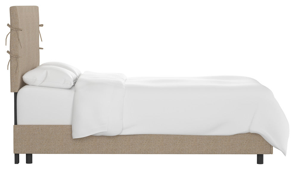 Bern Queen Slipcover Bed With Ties, Linen Sandstone