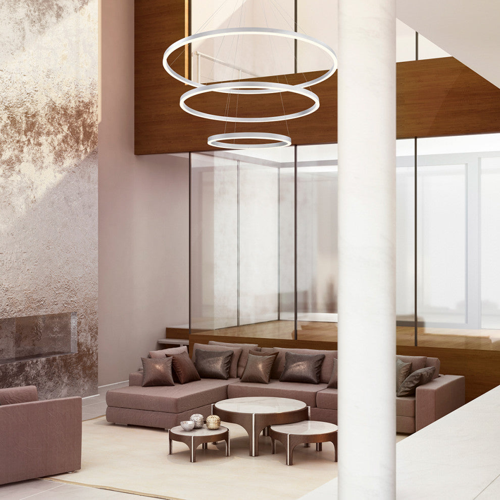 Spunto Oversized LED Small Ring Chandelier, Matte Black