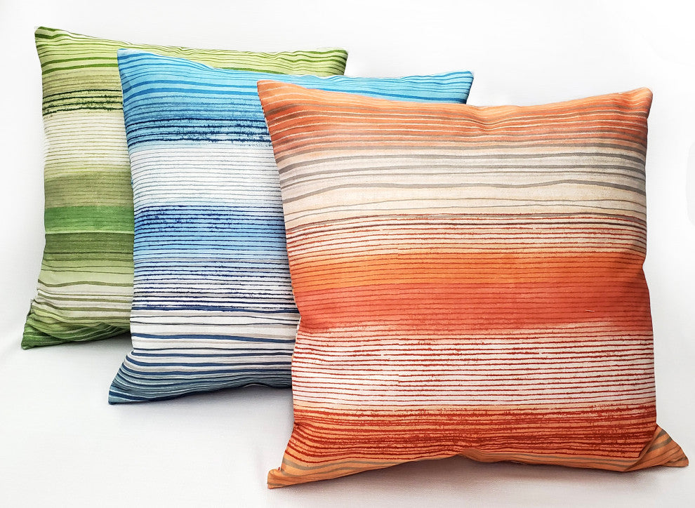 Sedona Stripes Orange Throw Pillow 20x20, with Polyfill Insert