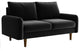 Retro Modern Velvet Loveseat with Tapered Wood Legs and Comfy Upholstered Seat, Black