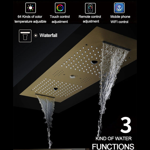 Led Column Mist Shower System, Hand Shower, Style E, Remote Control Light