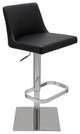 Rome Adjustable Bar Stool, Modern Contemporary Barstool, Black Naugahyde Leather