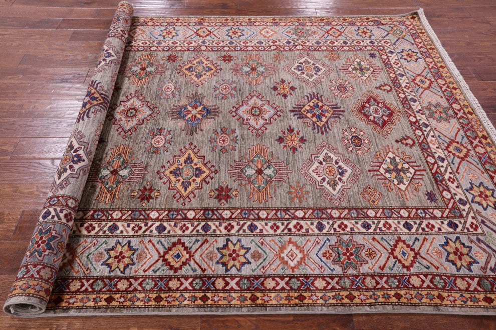 6' 0" X 8' 6" Super Kazak Hand Knotted Wool Rug - Q12939