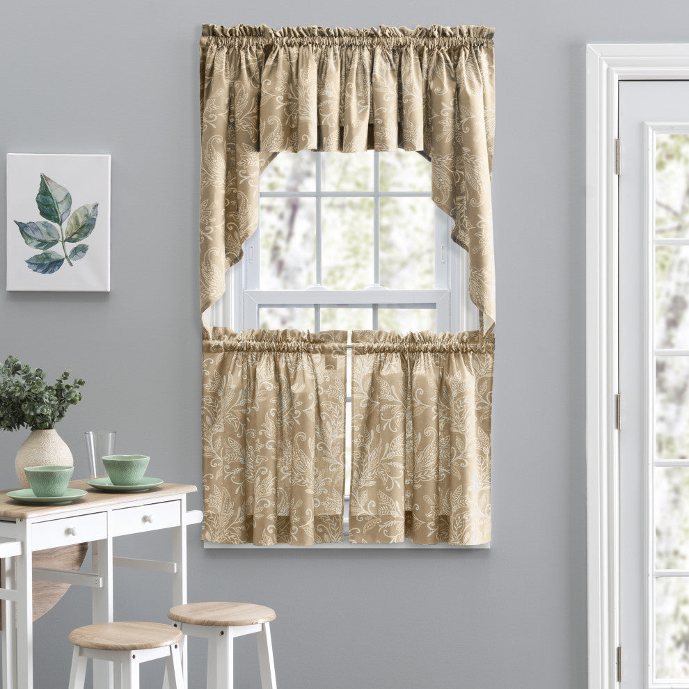 Lexington Leaf 58"x15" Tailored Valance, Tan