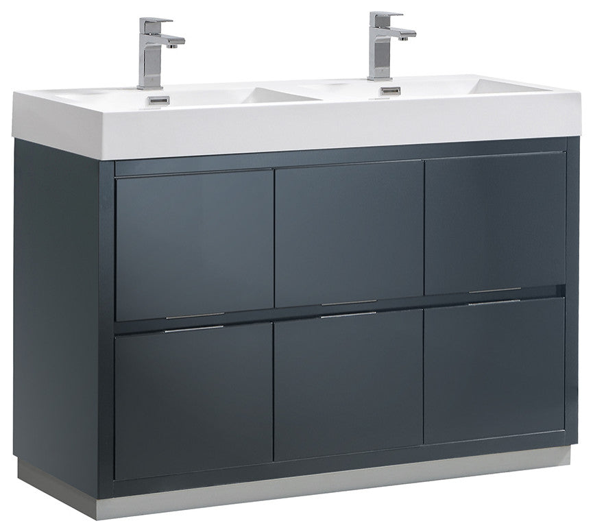 Valencia 48" Dark Slate Gray Free Standing Double Sink Bathroom Vanity