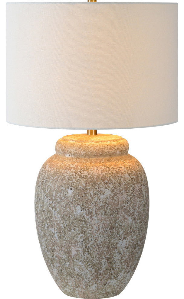 Wassily Cream Ceramic Table Lamp With Off-White Linen Shade