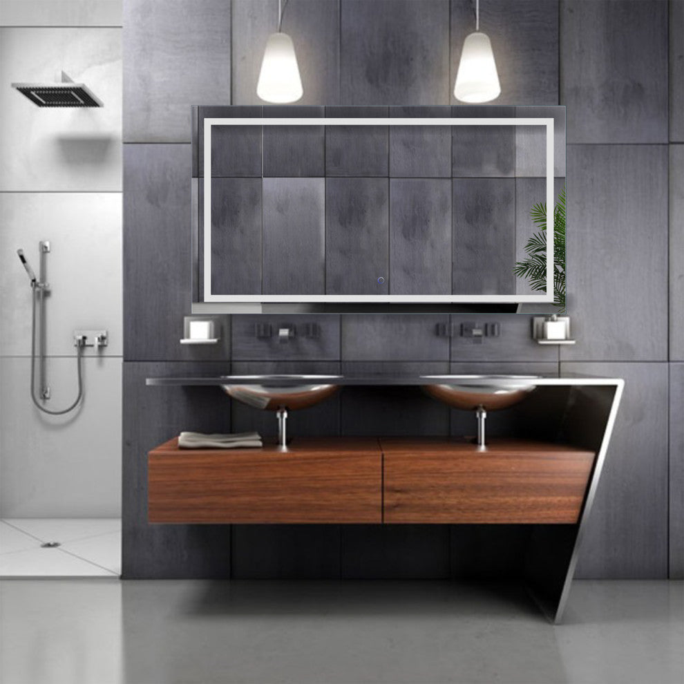 Krugg LED Bathroom Mirror, Lighted Vanity Mirror Dimmer and Defogger, 54x24