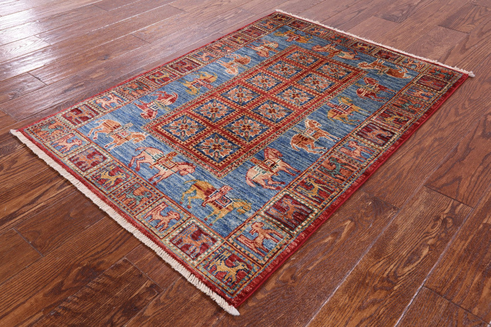 Hand Knotted Antiqued Pazyryk Historical Design Wool Rug 2' 9" X 4' 0" Q10705