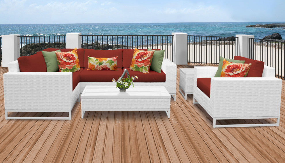 Miami 7 Piece Outdoor Wicker Patio Furniture Set 07h