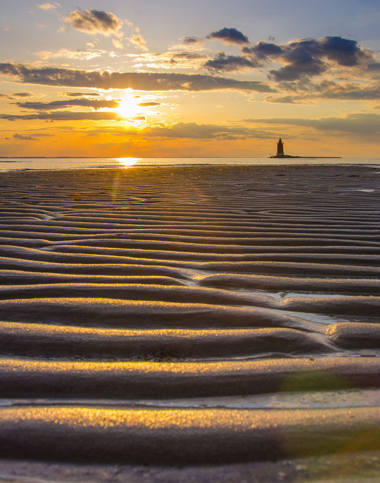 Sandbars Coastal Sunset Landscape Photo Canvas Wall Art Print, 12" X 16"