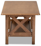 Traditional Transitional Walnut Brown Finished Rectangular Wood Coffee Table