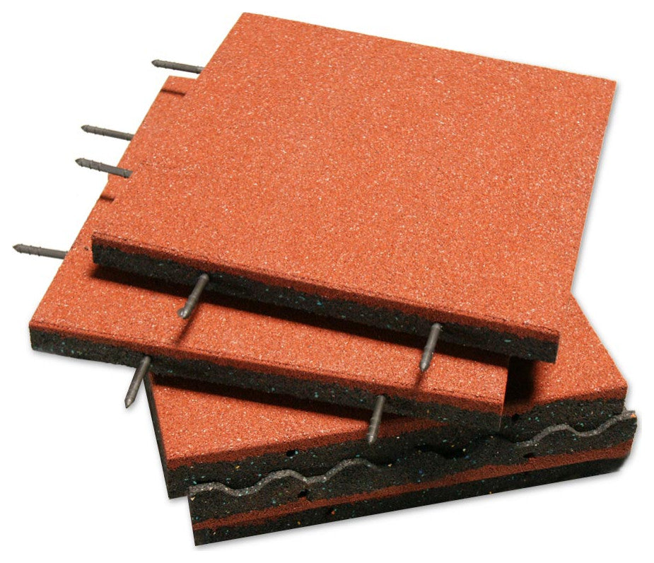 Rubber-Cal Eco-Safety Interlocking Tiles, 2.5", Red, 10 Pack