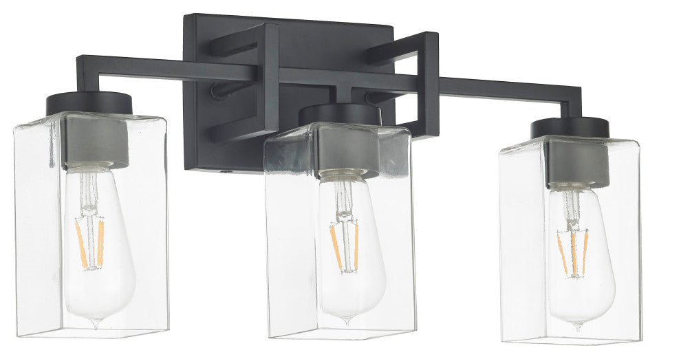 3 Light Geometric Vanity Light in Matte Black