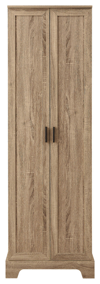 23 in. W x 71 in. H MDF Bathroom Storage Cabinet with Two Doors, Brown