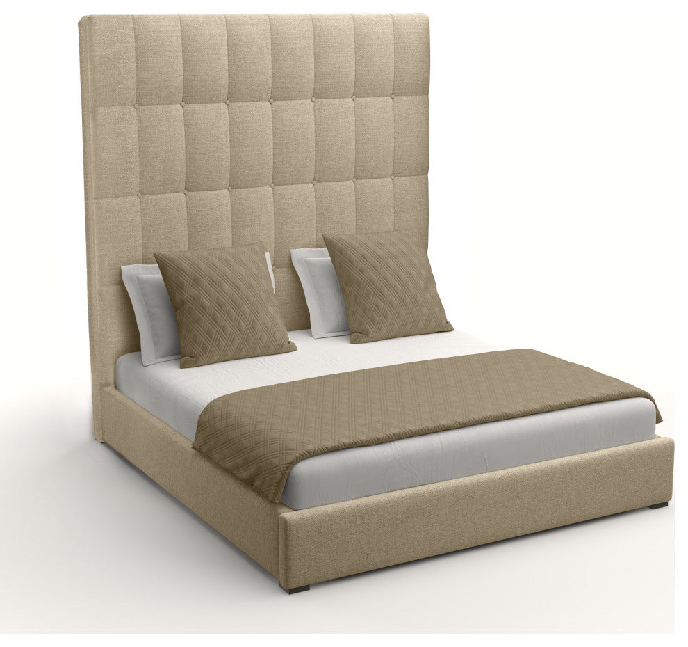 Nativa Interiors Moyra Box Bed, Flax, King, Headboard Height: High
