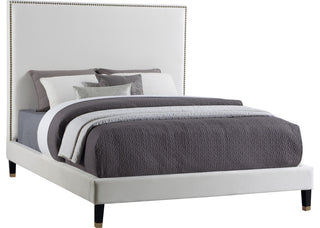 Harlie Velvet Upholstered Bed, Cream, King