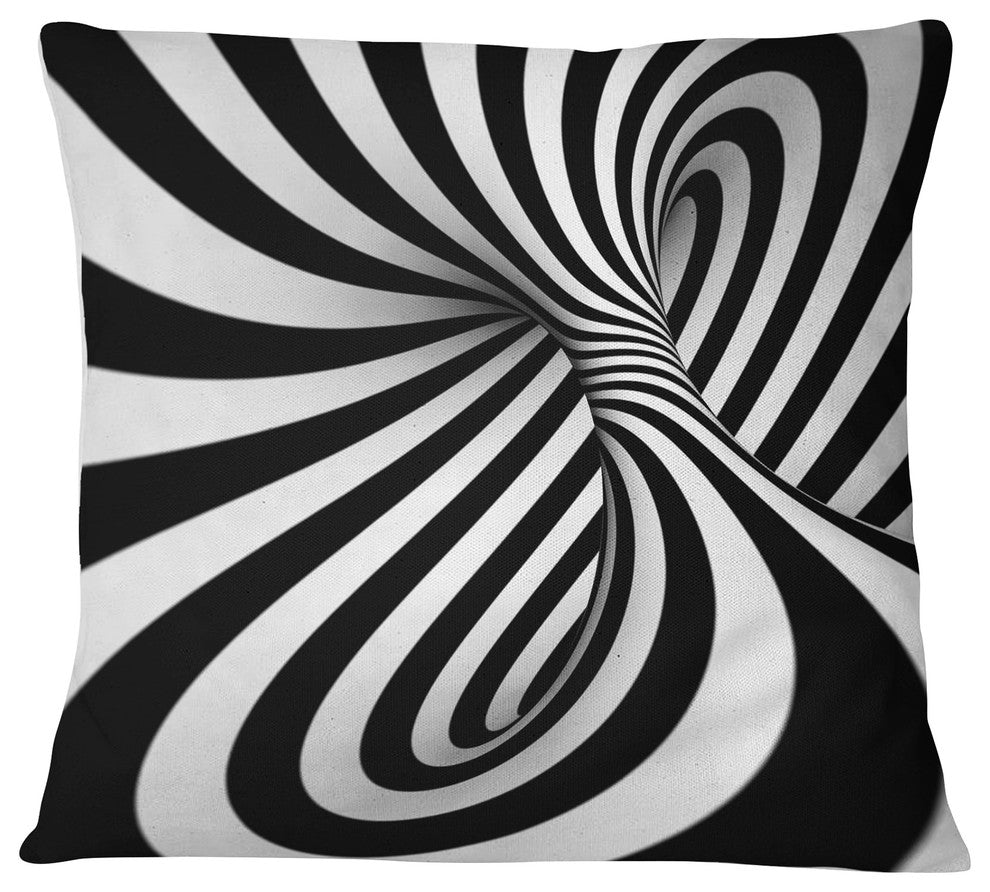 Spiral Black n White Contemporary Throw Pillow, 18"x18"
