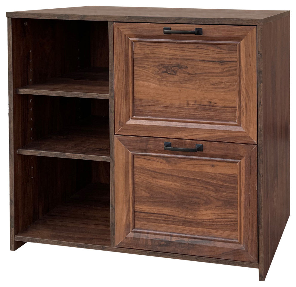 Graham 31.5" Wide 2 Drawer Modern Lateral Filing Cabinet, Walnut Wood Grain