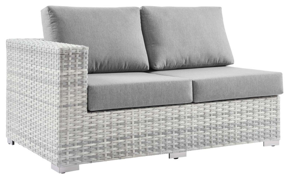 Lounge Loveseat Sofa, Rattan, Wicker, Gray, Modern, Outdoor Patio Bistro