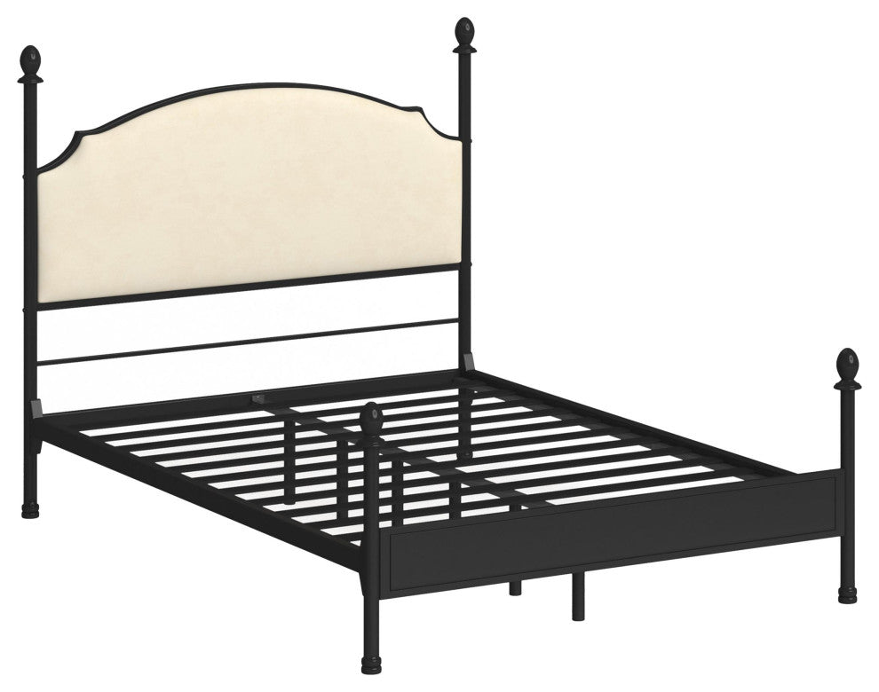 Furniture of America Freila Metal King Poster Panel Bed in Silver Gun Metal