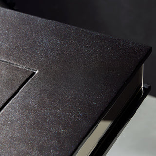 Carmela Double Pedestal Dining Table, Glossy Charcoal Sand