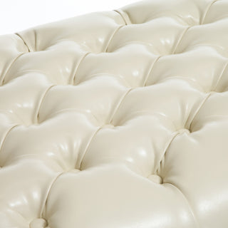 Luka Contemporary Bonded Leather Tufted Storage Ottoman Bench, Ivory