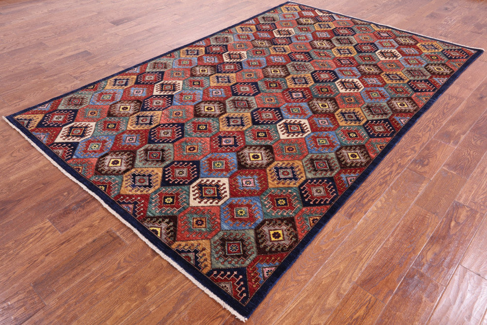 5' 10" X 9' 3" Shall Persian Gabbeh Hand Knotted Wool Rug Q5021